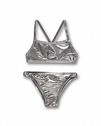 nathkids metallic silver bikini swimsuit - Silver