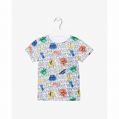 losan colorful short sleeve blouse - White