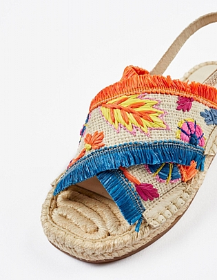 jute and raffia sandals for colorful zippy - Beige