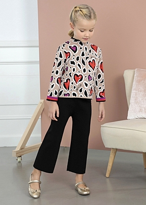 Item: Abel and lula girl's hearts pants set - Black Abel and lula girl's hearts pants set - Black
