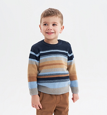 Item: iDO colorful striped sweater - Blue iDO colorful striped sweater - Blue