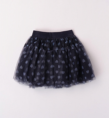 iDO heart pattern tulle skirt - Dark blue