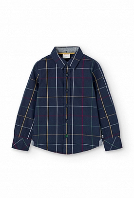 Item: Poplin check shirt with Boboli detail - Dark blue Poplin check shirt with Boboli detail - Dark blue