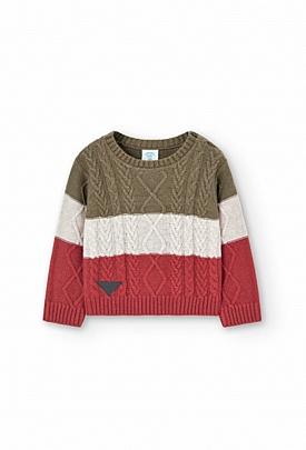 Item: Tricolor Boboli knit sweater - Khaki Tricolor Boboli knit sweater - Khaki