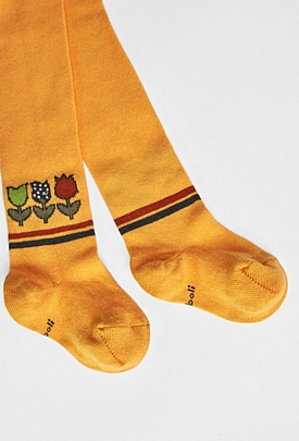 Thick cotton tights with Boboli pattern - Mustard