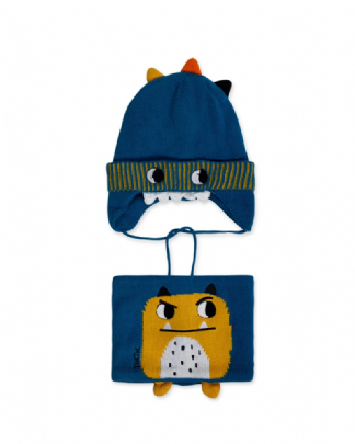 Knitted tuc tuc beanie set  - Light blue