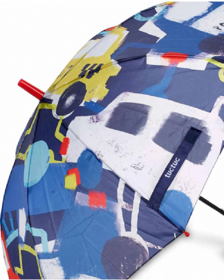 Road to Adventure blue printed umbrella for boy - Blue