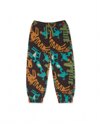 Tracksuit bottoms with animal print tuc tuc
 - Brown