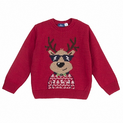 Χριστουγεννιάτικο πουλόβερ με κέντημα τάρανδος chicco - Κόκκινο