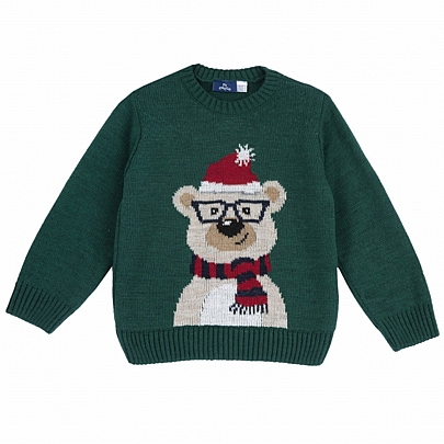 Χριστουγεννιάτικο πουλόβερ Chicco με κέντημα αρκουδάκι - Πράσινο