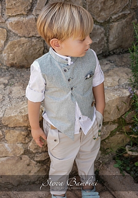 Stova Bambini Christening Suit with Waistcoat SS24B2 - Peanut