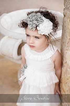 Stova Bambini βαπτιστικό φόρεμα βέλγικη λινή γάζα SS24G5 - Λευκό