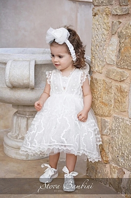 Item: Stova Bambini Tulle Baptism Dress SS24G6 - White Stova Bambini Tulle Baptism Dress SS24G6 - White