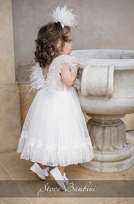 Item: Stova Bambini Christening Dress SS24G11 - White Stova Bambini Christening Dress SS24G11 - White