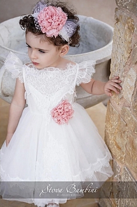 Item: Stova Bambini Christening Dress SS24G22 - White Stova Bambini Christening Dress SS24G22 - White