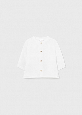 Mayoral long collar mao shirt - White