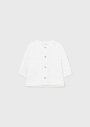 Item: Mayoral long collar mao shirt - White Mayoral long collar mao shirt - White