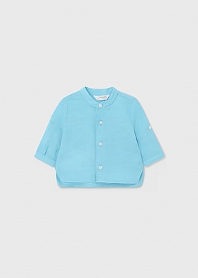 Mayoral long collar mao shirt - Turquoise