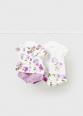 Set of shorts 4 pcs checkered flowers - Lilac