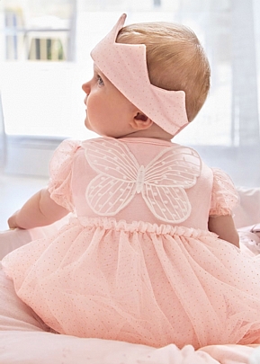 Mayoral tulle skirt bodysuit with butterfly - Pink