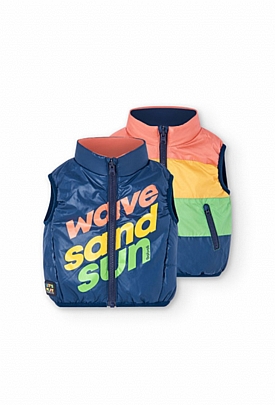 Item: Boboli double-sided sleeveless vest - Blue Boboli double-sided sleeveless vest - Blue