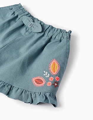 Zippy shorts with flower embroidery