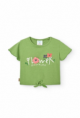 Boboli short sleeve flower blouse - Lime