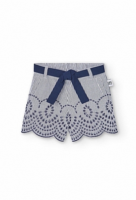 Item: Boboli striped shorts with embroidery - Blue Boboli striped shorts with embroidery - Blue