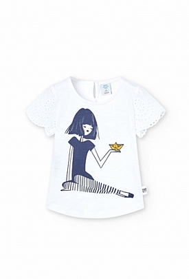 Item: Boboli short sleeve blouse with embroidery - White Boboli short sleeve blouse with embroidery - White