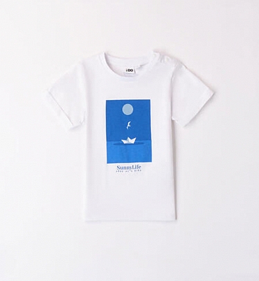 Item: iDO 100% cotton short sleeve t-shirt with front print - White iDO 100% cotton short sleeve t-shirt with front print - White