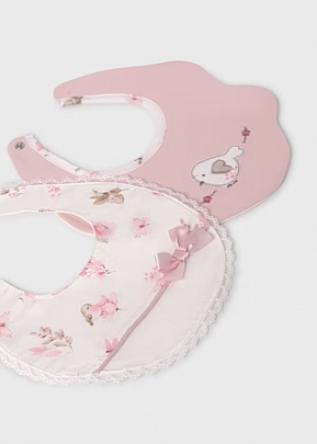 Item: Mayoral set of 2 embroidered bibs waterproof baby - Pink Mayoral set of 2 embroidered bibs waterproof baby - Pink