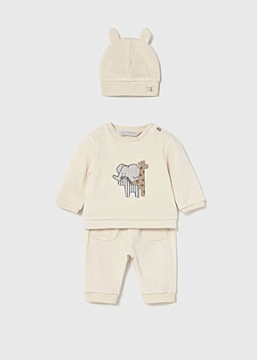 Mayoral σετ 3 τεμαχίων εκρού με ελεφαντάκι & καμηλοπάρδαλη - Εκρού