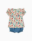 Sleeveless blouse set with shorts colorful patterns 