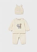 Mayoral 3-piece set in ecru with baby elephant and giraffe : 1