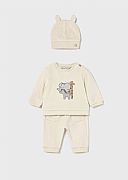 Mayoral σετ 3 τεμαχίων εκρού με ελεφαντάκι & καμηλοπάρδαλη : 1